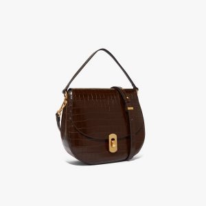 Borsa pelle stampa crocco a braccio, a tracolla