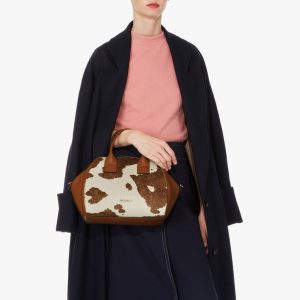 Borsa donna cavallino pelle Coccinelle Concrete Journal Medium Cow Multicolor MokaCaramel La Borsetta Como