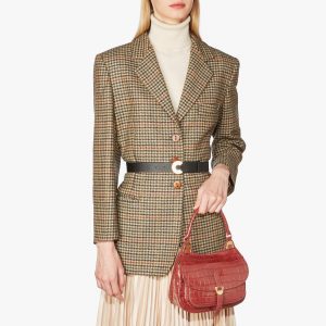Borsa in pelle stampa cocco, a mano, a tracolla Fauve Croco Mini Coccinelle Foliage Red La Borsetta Como