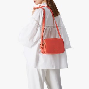 Borsa tracolla donna in pelle Coccinelle Lea Coral Red La Borsetta Como