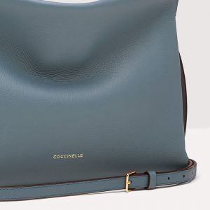 Borsa donna in pelle grana doppia a spalla a tracolla Boheme Medium Coccinelle Shark Grey La Borsetta Como