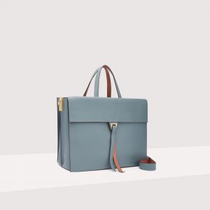 Borsa donna in pelle a mano a tracolla Coccinelle Louise Large Shark Grey/Cinnamon La Borsetta Como