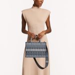 Borsa Shopping S donna in tessuto con manici in pelle a mano a tracolla Furla Opportunity Toni Blu Denim La Borsetta Como