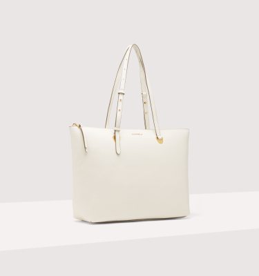 Borsa donna in pelle shopping bag a spalla Lea Coccinelle White La Borsetta Como
